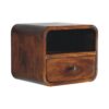 Extra Mini Wall Mounted Curved Nightstand & Open Slot - Brown - Image 10