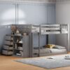 Full Over Full Bunk Bed With 4 Drawers And 3 Shelves - Gray - Image 15