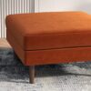 Amber - Square Upholstered Ottoman Velvet - Burnt Orange - Image 2