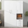 2 Doors Wardrobe Storage For Bedroom With Shelves And 3 Drawers - White - Image 12