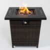 28" Wicker Square Fire Pit Table - Black Brown - Image 4