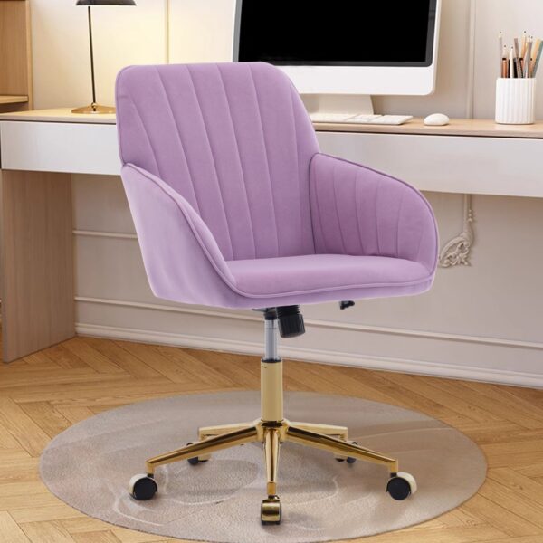 Ergonomic Swivel Office Chair With Backrest, Adjustable And Comfortable For Long Sitting - Lilac