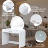 Makeup Vanity Table With Mirror Touch Screen Lighted Mirror, Dressing Table With Drawer For Bedroom - White - Image 5