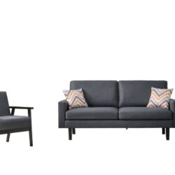 Bahamas - Sofa And Chair Set With 2 Throw Pillows - Dark Gray