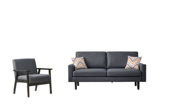 Bahamas - Sofa And Chair Set With 2 Throw Pillows - Dark Gray