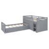 Twin Loft And Platform Bed With 7 Drawers And Full Guardrails, Modern L Shaped Space Saving - Gray - Image 12