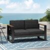Loveseat With Slat Paneling And Aluminum Frame - Black - Image 9