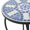 Outdoor Round Side Table With Mosaic Style Top And Curved Iron Legs - Blue / Matte Black - Image 7