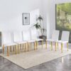 (Set of 4) Backrest Chairs With Gold Metal Legs A Perfect Match, Suitable For Minimalist And Contemporary Home Decor Styles - White / Gold - Image 6
