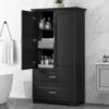 Tall Bathroom Storage Cabinet, Cabinet With 2 Doors And Drawers, Adjustable Shelf - Black - Image 24