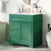 30" Bathroom Vanity With Sink, 1 Tip Out Drawer, 3 Drawers, Door Shelf, Soft Closing Door - Green - Image 6