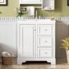 Bathroom Vanity Cabinet With Ceramic Basin, 3 Drawers And Adjustable Shelves - White - Image 3