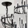 24 Light Chandelier Industrial Iron Candle Chandelier Modern Suspended Farmhouse Chandeliers Pendant Light Fixtures For Dining Room Bedroom Living Room Kitchen Island Foyer E12 Bulb (No Include) - Black - Image 12