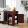 Traditional End Table With Charging Station, Narrow Side Table With USB Ports And Outlets - Red Walnut - Image 6