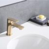 Modern Single Handle Lavatory Basin Sink Faucet With Aerated Stream - Brushed Gold - Image 5