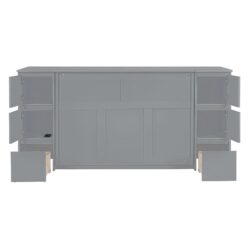 Full Size Murphy Bed With Drawers, Cabinets, And USB Ports - Gray