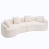 4 Seater Sofa With Chenille Fabric, 30D, 60 Hardness Full Sponge, 4 Pillow For Living Room, Home Furniture Sleeper Sectional Sofa For Apartment - White - Image 3