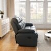 Genuine Leather Non-Power Reclining Sofa With Drop Down Table, Stainless Steel Cupholders And Magazine Bag - Blue - Image 6