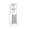 Bamboo Storage Cabinet With Tall Linen Tower, Multi Functional For Bathroom And Living Spaces - White - Image 3