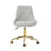 Modern Teddy Velvet Fabric Dining Chair With Gold Plated 5 Claw Legs - Gray - Image 14