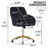 Adjustable Office Chair, Ergonomic Swivel Chair Velvet, Comfortable For Long Sitting - Black - Image 3