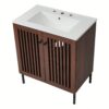 30" Vintage Bathroom Vanity With Ceramic Sink, Modern Bathroom Vanity Cabinet With 2 Soft Close Doors, Equpiied With 4 Sturdy Iron Legs - Antique Dark Brown - Image 19