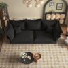 Modern Comfy Upholstered Sofa Cloud Couch, Deep Seat Couches With Multiple Large Soft Pillows, Convertible Deep Seat Chaise Longue For Living Room - Black - Image 7