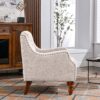Accent Chair, Living Room Chair, Footrest Chair Set With Vintage Brass Studs, Button Tufted Upholstered Armchair For Living Room, Comfy Reading Chair For Bedroom, Reception Room - Beige - Image 7