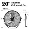 High Velocity 3 Speed Air Circulator Metal Wall Mount Fan - Black - Image 8