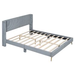 Queen Size Platform Contemporary Bed With Legs - Gray