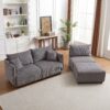 Multi Module Combination Style Sofa For Living Room And Other Lounge Spaces, Modern Minimalist Corduroy Combination Sofa With 2 Comfort Cushions With USB & C Charging Ports, 2 Sets - Gray - Image 4