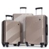 3 Piece Luggage Sets Lightweight Suitcase With Two Hooks, Spinner Wheels, (20/24/28) - Gold - Image 10