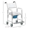 Homcom - Shower Commode Wheelchair, Padded Seat, 330 Lbs - White - Image 3