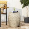 Outdoor Lightweight Concrete Side Table - Antique Yellow - Image 12