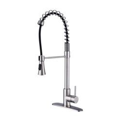 Modern Single Handle Spring High Arc Kitchen Faucet With Water Filter System, Stainless Steel - Brushed Nickel