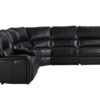 Saul - Leather Aire Power Recliner Sectional Sofa With USB Port Cupholder Console - Black - Image 4