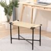 Vanity Stools Handwoven Paper Rope Ottoman For Entryway Natural Footstool For Living Room - Natural - Image 4
