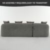 Compression Sofa: Combining Chaise Longue With 3 Seater, Wood Grain Chenille Fabric, Full Sponge Compression Sofa, Combined Sofa With 4 Pillows For Living / Home Furniture / Apartment - Gray - Image 21