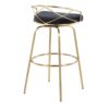 Charlotte - Glam Glam / Art Deco Fixed Height Barstool With Swivel With Round Footrest (Set of 2) - Gold / Black - Image 4