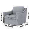 360 Degree Swivel Armchair Cotton Linen Skin - Friendly Fabric Ergonomic Design Brass Nail Decorative Armchair Living Room Chairs Bedroom Chairs Living Room Chairs Black Legs Suitable For Indoor Homes - Gray - Image 11