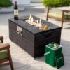Outdoor Fire Table Propane Fire Pit Rattan Gas Fire Table, Gas Fire Table With Tile Tabletop - Brown - Image 3