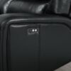 Saul - Leather Aire Power Recliner Sectional Sofa With USB Port Cupholder Console - Black - Image 6