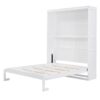 Queen Size Murphy Wall Bed With Shelves, Space Saving - White - Image 3