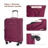 5 Piece Set (18/23/27/Travelbag /Toiletry Bag), Softshell Suitcase Spinner Wheels Terylene Polyester Luggage Sets Carry On Suitcase Luggage Lightweight Durable Suitcase - Wine Red - Image 4