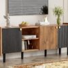 Mid Century TV Stand & 3 Cabinets, Media Console Table For Tvs Up To 70'', Entertainment Center With Storage For Living Room - Black / Brown - Image 24