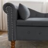 Chaise Lounge Indoor, Velvet Lounge Chair For Bedroom With Storage & Pillow, Modern Upholstered Rolled Arm Chase Lounge For Sleeping With Nailhead Trim For Living Room Bedroom Office - Black - Image 13