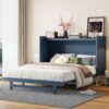 Queen Size Murphy Bed With Iron Legs, Modern Design - Blue - Image 20