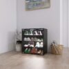 4 Layers Shoe Cabinet With Glass Door And Glass Layer Shoes Display Cabinet With LED Light Bluetooth Control - Black - Image 8