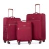 4 Piece Set (16/20/24/28), Softshell Suitcase Spinner Wheels Terylene Luggage Sets Carry On Suitcase Luggage Lightweight Durable Suitcase - Wine Red - Image 4