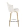 Ahoy - Mid-Century Modern Fixed Height Counter Stool With Natural Legs / Round Chrome Footrest (Set of 2) - Cream - Image 3